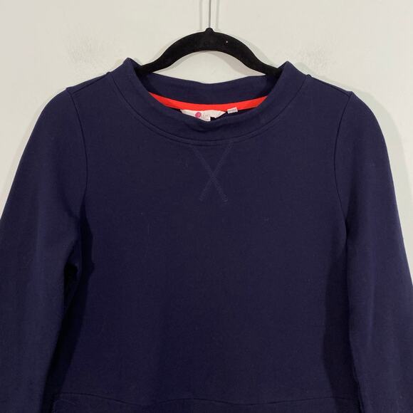 Boden Navy Livia Velvet Striped Cuff Quarter Sleeve Sweatshirt Dress Size 6R - Picture 2 of 9